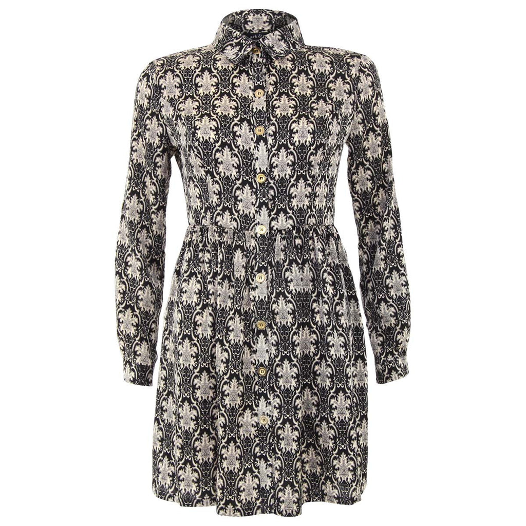 Black and Gold Printed Shirtdress