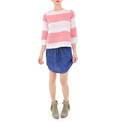 Ace and Jig Red and White Big Top Mom Crop