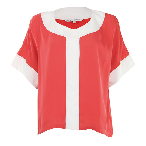 Hadley Tunic in Coral and White