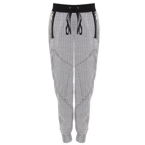 Elastic Waist Pant in Black and White Print