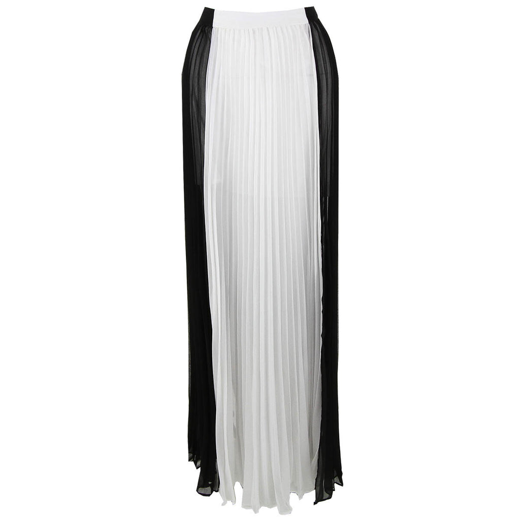 Black and White Pleated Maxi Skirt