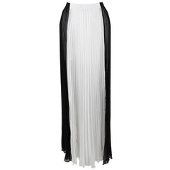 Black and White Pleated Maxi Skirt