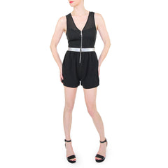 Black Zipper Front Romper with B-Low the Belt Adjustable Belt