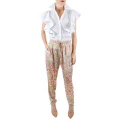 Chic Elastic Waist Pants in Pastel Print