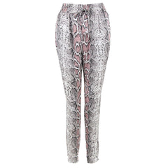 Snakeskin Print Chic Elastic Waist Pants