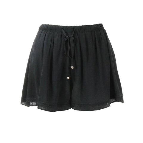 Black Elastic Waist Shorts