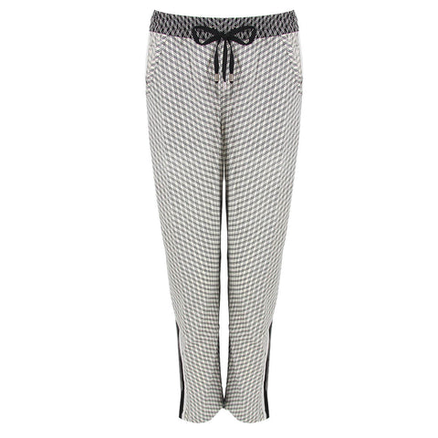 Petty Pant - Elastic Waist Pant in White Diagonal Grid Print