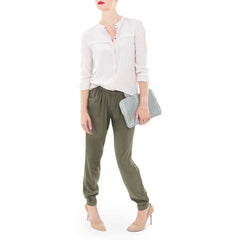 Walter Baker Olive Green Silk Pants