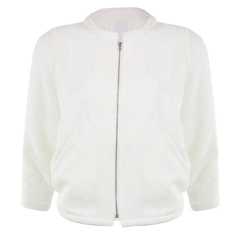 Textured Bomber Jacket in White