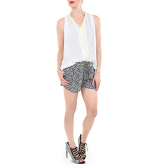 Aryn K Black and White Drawstring Shorts