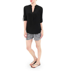 Aryn K Black and White Drawstring Shorts