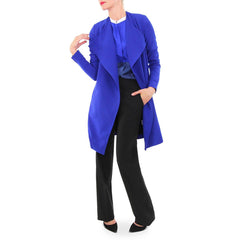 Aryn K Blue Coat and Silk Blouse