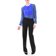 Aryn K Blue Silk Blouse with Rachel Roy Black Pants