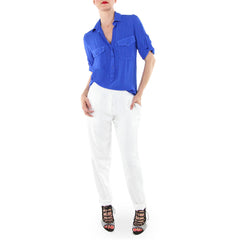 Bella Dahl Blue Shirt with Rebecca Minkoff White Pants