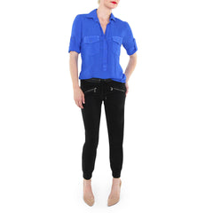 Bella Dahl Blue Shirt with David Lerner Black Jogger Pants