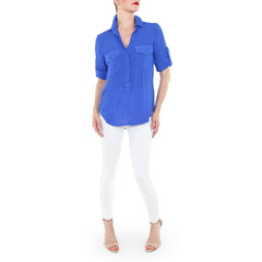 Bella Dahl Blue Shirt with Annie Griffin Ponte Pants