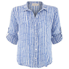 Bella Dahl Blue Printed Button Down Shirt