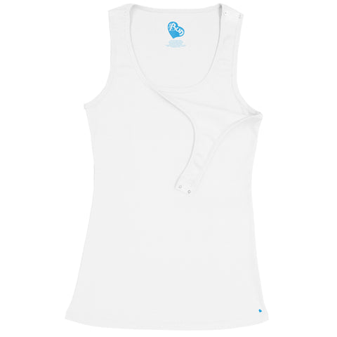 Shoulder Snap Nursing Tank - White