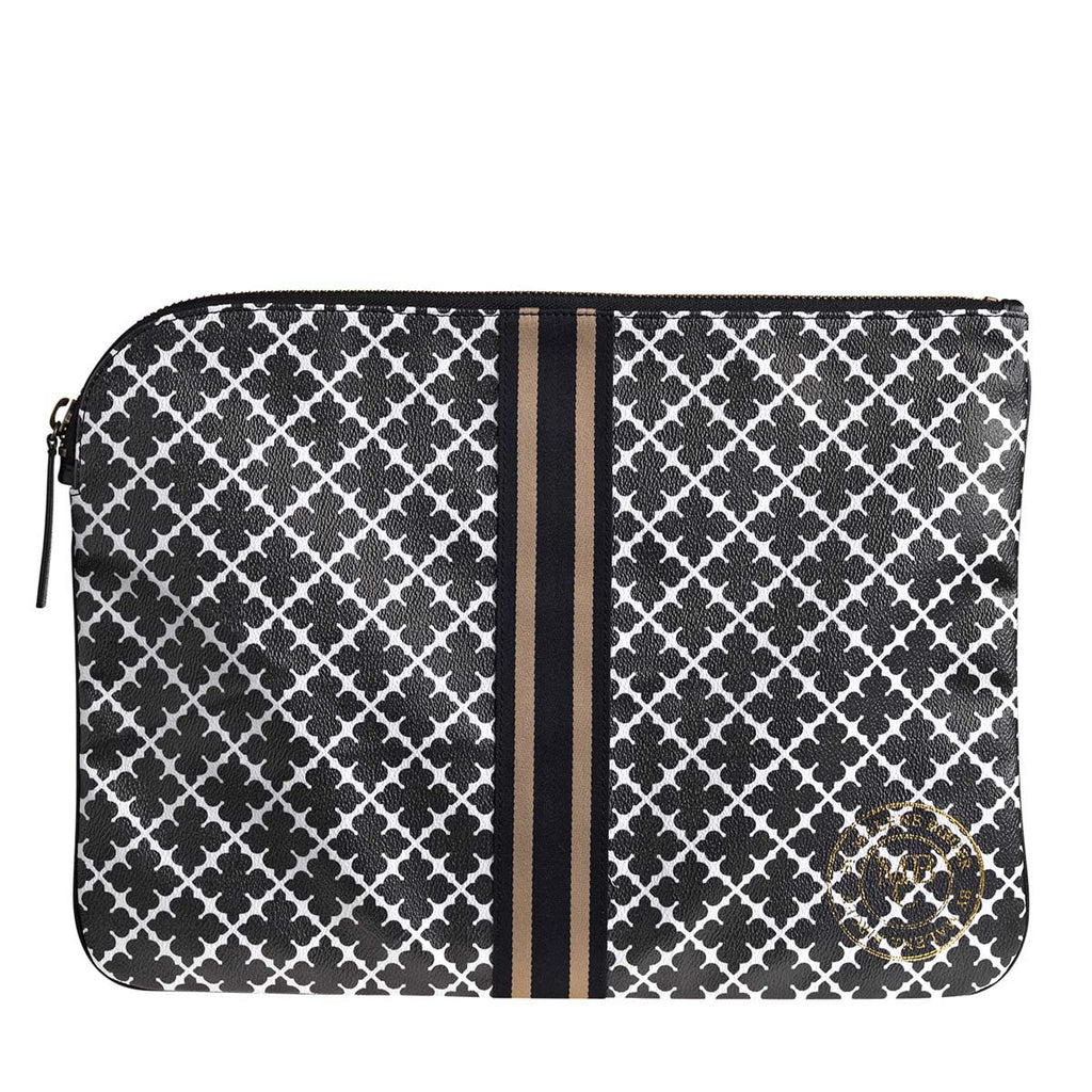 By Malene Birger Black and White Monogrammed Kampy Clutch