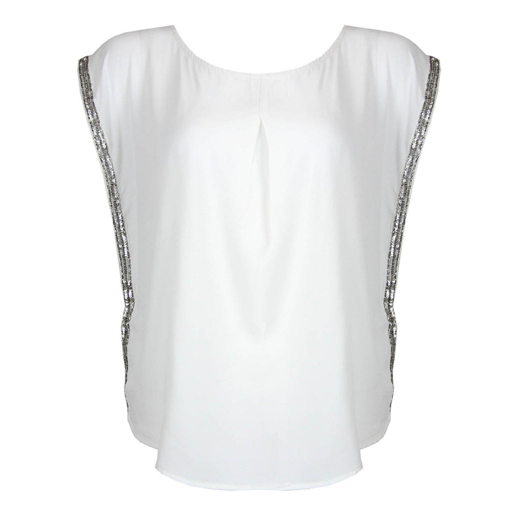 BY ZOE White Nursing Top with Silver Sequins