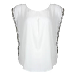 BY ZOE White Nursing Top with Silver Sequins