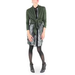 White and Warren Olive Green Swing Cardigan
