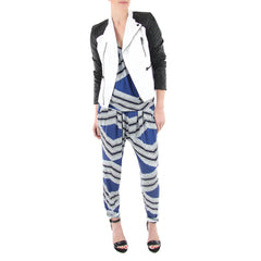 Corey Chic Elastic Waist Pants Blue Print