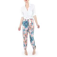 Corey Cuffed Elastic Waist Pants Floral Print