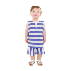 Tank with Snap Henely Collar and Matching Shorts