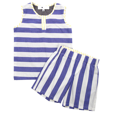 Tank with Snap Henely Collar and Matching Shorts