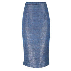 crop by david peck blue tweed handwoven pencil skirt