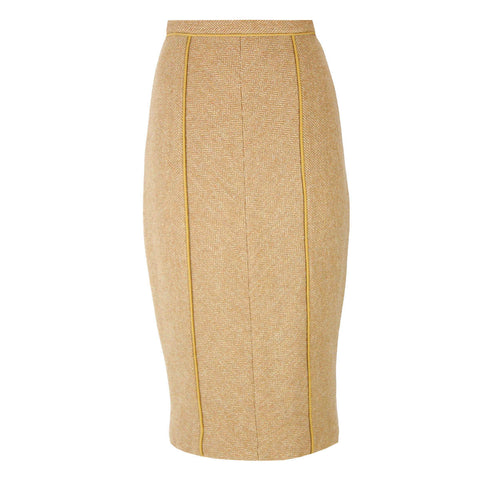 Gold Herringbone Pencil Skirt