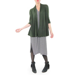 White and Warren Olive Green Swing Cardigan