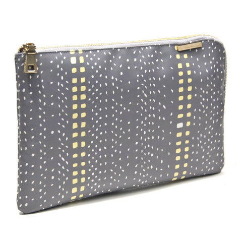 Large Beauty Clutch - Gray and Yellow Grid Print