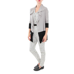 White and Warren Color Block High Slit Sweater