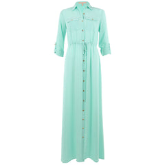 Hutch Mint Green Maxi Drawstring Shirtdress