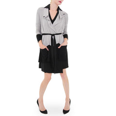 White and Warren Color Block High Slit Sweater
