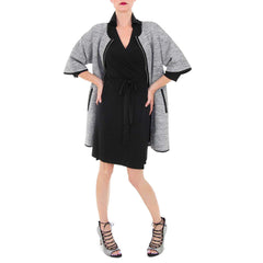 Aryn K Grey Pod Coat over Julie Brown Wrap Dress
