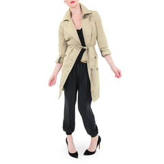 Julie Brown Black Silk Pants Coatology Trench Coat