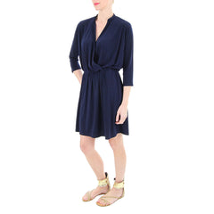 Julie Brown Navy Drape Front Dress