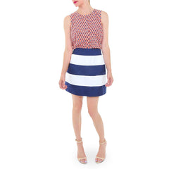 Julie Brown Orange and Blue Sleeveless Blouse