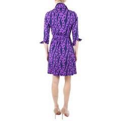 Julie Brown Navy and Purple Wrap Dress