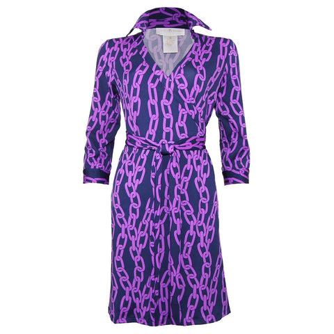 Milo Wrap Dress in Navy Links Print