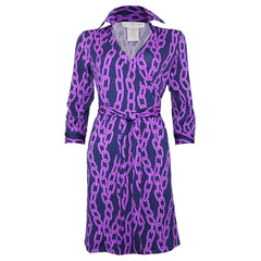 Julie Brown Navy and Purple Wrap Dress