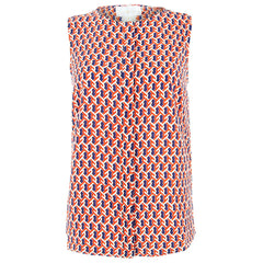 Julie Brown Orange and Blue Sleeveless Blouse