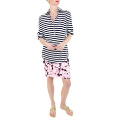 Julie Brown Floral Dress and Striped Top