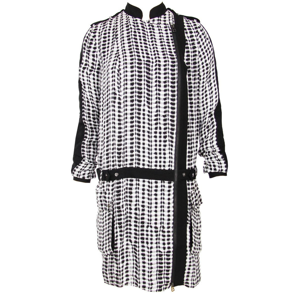 L.A.M.B. black & white check zipper front dress nursing friendly
