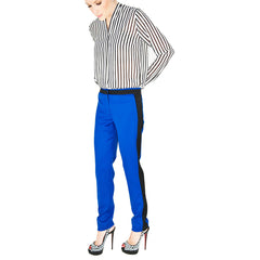 L.A.M.B. tux pants with striped shirt