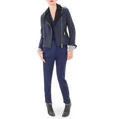 LAMB Navy Tweed Moto Jacket