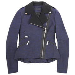 LAMB Navy Tweed Moto Jacket
